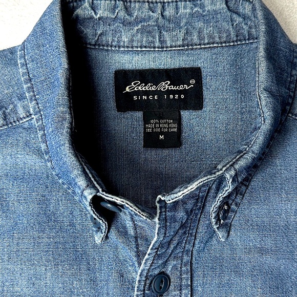 Eddie Bauer Men's Heavyweight SS 100% Cotton Denim Shirt Size (M) - Picture 5 of 9